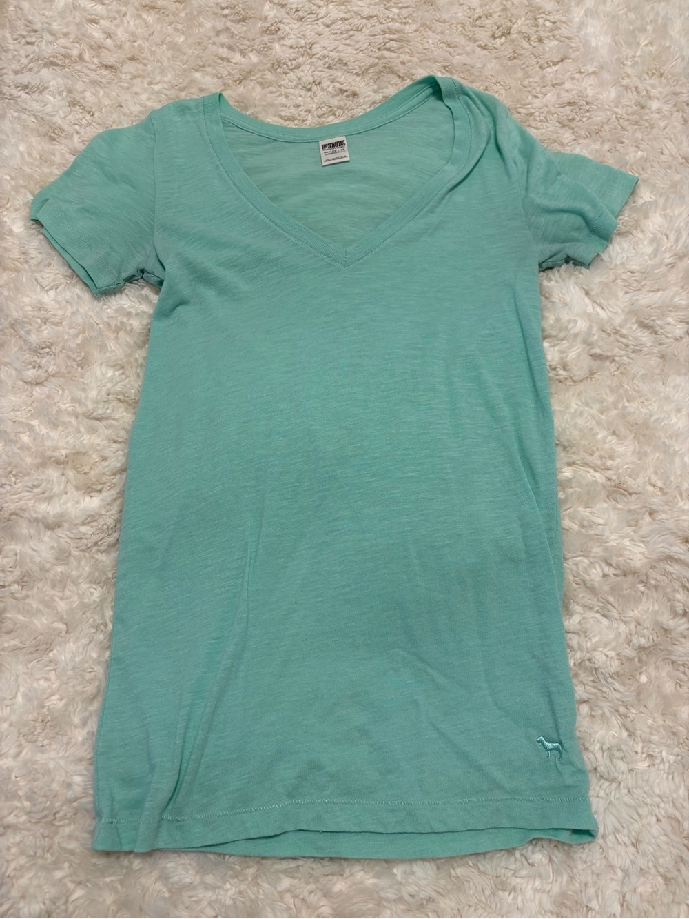 Vintage PINK Victoria's Secret Mint Teal V-Neck Tee